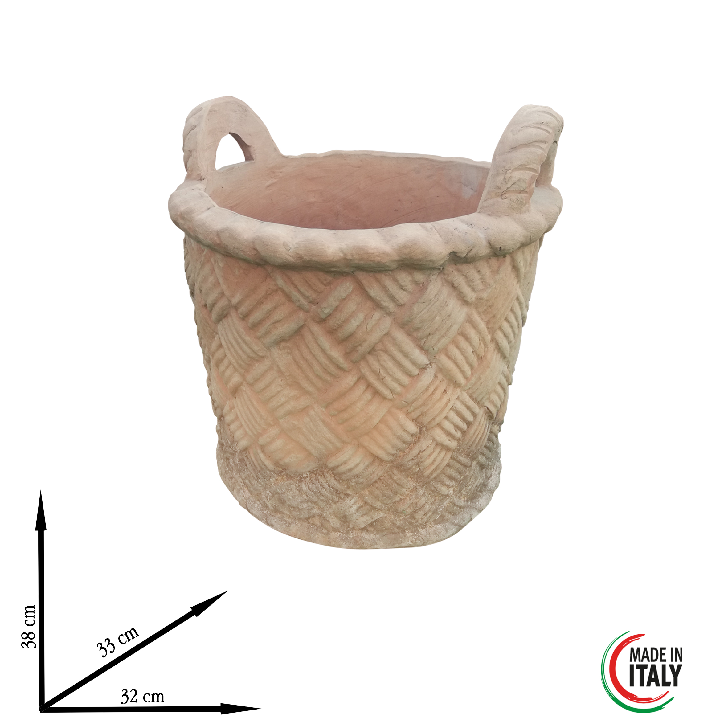 Vaso a forma di Mastella in finto vimini 32 cm - Galano Ceramiche